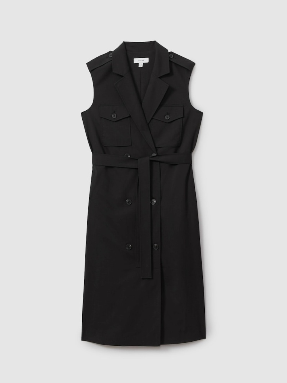 Reiss Kimora Double Breasted Wool Blend Black Midi Dress size 14 - Picture 13 of 13